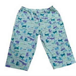 Simply Basic Pjs Bottoms Capri Wide Leg purr meow kitty Pj sleep wear women XL